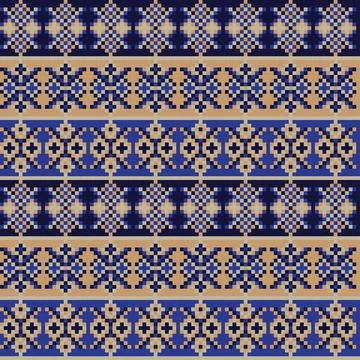 Snowflakes Fair Isle Seamless Pattern Design Stock Illustration