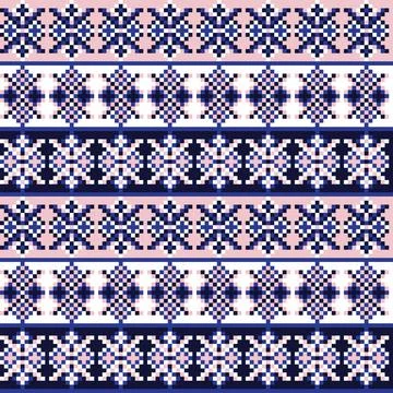 Snowflakes Fair Isle Seamless Pattern Design Stock Illustration