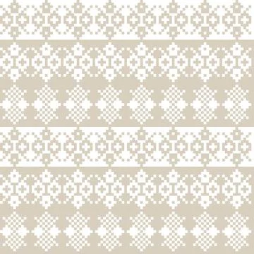 Snowflakes Fair Isle Seamless Pattern Design Stock Illustration