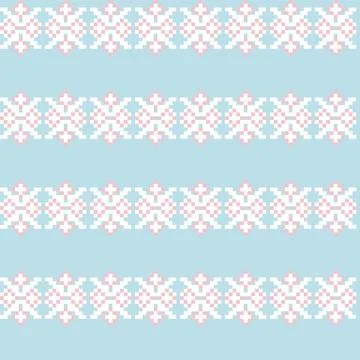 Snowflakes Fair Isle Seamless Pattern Design Stock Illustration