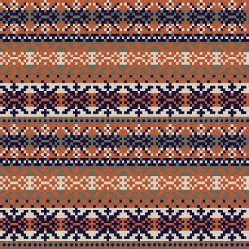 Snowflakes Fair Isle Seamless Pattern Design Stock Illustration