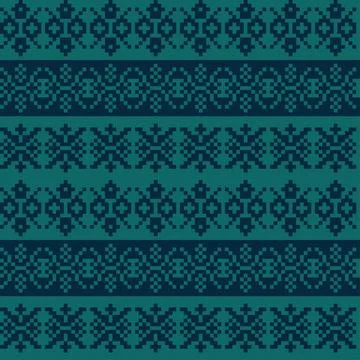 Snowflakes Fair Isle Seamless Pattern Design Stock Illustration