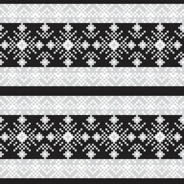 Snowflakes Fair Isle Seamless Pattern Design Stock Illustration