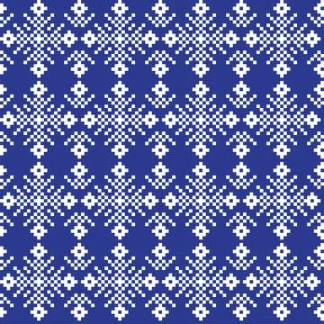Snowflakes Fair Isle Seamless Pattern Design Stock Illustration