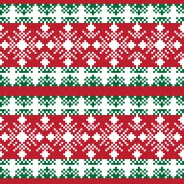 Snowflakes Fair Isle Seamless Pattern Design Stock Illustration