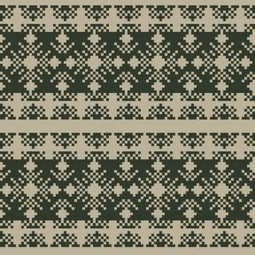 Snowflakes Fair Isle Seamless Pattern Design Stock Illustration