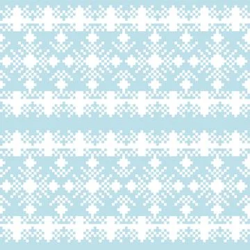 Snowflakes Fair Isle Seamless Pattern Design Stock Illustration