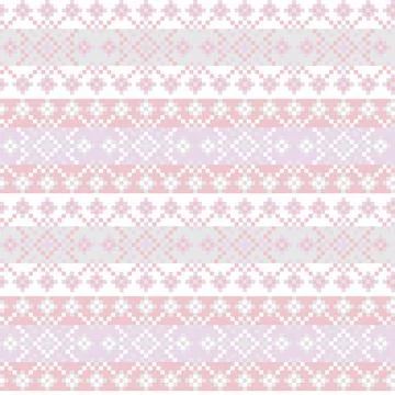Snowflakes Fair Isle Seamless Pattern Design Stock Illustration