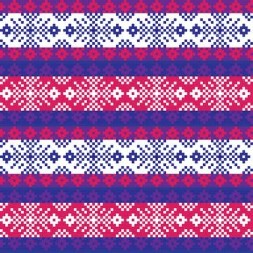 Snowflakes Fair Isle Seamless Pattern Design Stock Illustration