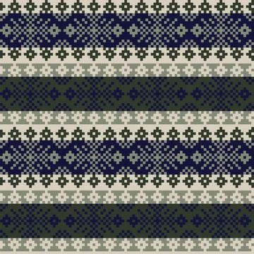Snowflakes Fair Isle Seamless Pattern Design Stock Illustration