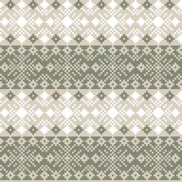 Snowflakes Fair Isle Seamless Pattern Design Stock Illustration