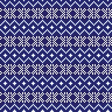 Snowflakes Fair Isle Seamless Pattern Design Stock Illustration