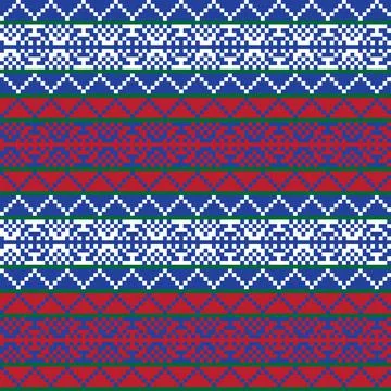 Snowflakes Fair Isle Seamless Pattern Design Stock Illustration