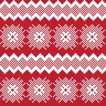 Snowflakes Fair Isle Seamless Pattern Design Stock Illustration