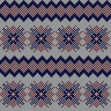 Snowflakes Fair Isle Seamless Pattern Design Stock Illustration