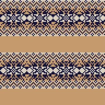 Snowflakes Fair Isle Seamless Pattern Design Stock Illustration