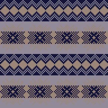Snowflakes Fair Isle Seamless Pattern Design Stock Illustration