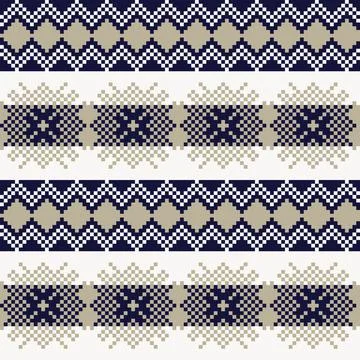 Snowflakes Fair Isle Seamless Pattern Design Stock Illustration