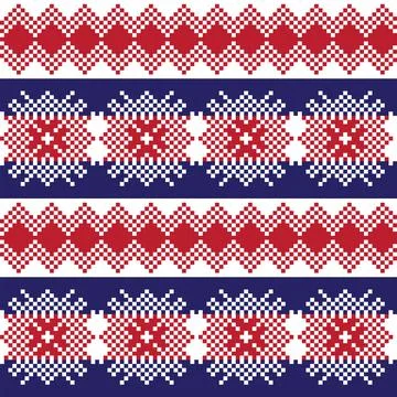 Snowflakes Fair Isle Seamless Pattern Design Stock Illustration