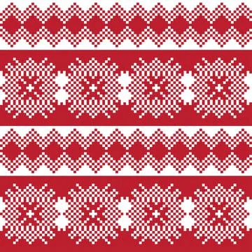 Snowflakes Fair Isle Seamless Pattern Design Stock Illustration