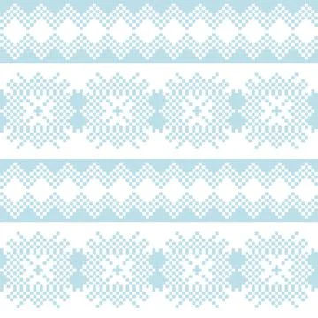 Snowflakes Fair Isle Seamless Pattern Design Stock Illustration