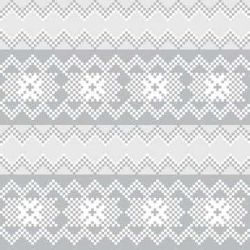 Snowflakes Fair Isle Seamless Pattern Design Stock Illustration