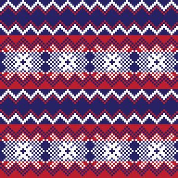 Snowflakes Fair Isle Seamless Pattern Design Stock Illustration