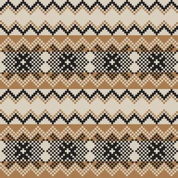 Snowflakes Fair Isle Seamless Pattern Design Stock Illustration