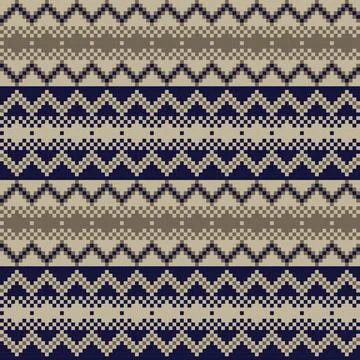Snowflakes Fair Isle Seamless Pattern Design Stock Illustration