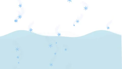 Snowflakes falling animation with blue wavy water beneath against white bac.. Stock-Footage 341698551