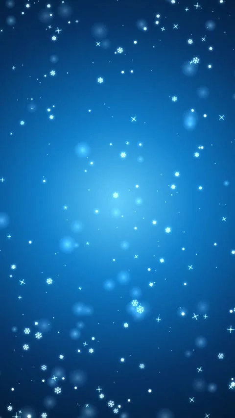 Snowflakes falling on blue background with shimmering stars and soft glowin.. Видео 343428774