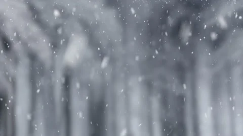 Snowflakes falling on blurred winter background Stockbeeldmateriaal 151357542