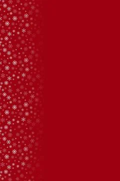 Snowflakes falling on Christmas red background, new year card concept with snow. Illustrazione stock