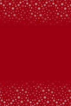 Snowflakes falling on Christmas red background, new year card concept with snow. Illustrazione stock