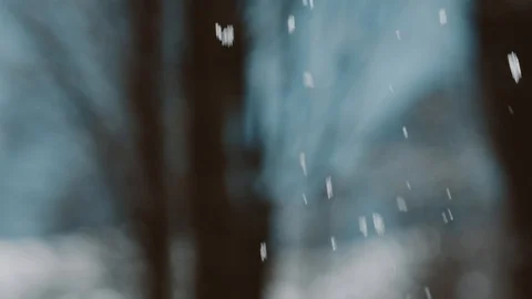 Snowflakes falling down in slow motion. Still tripod shot. Stock Footage 94061002