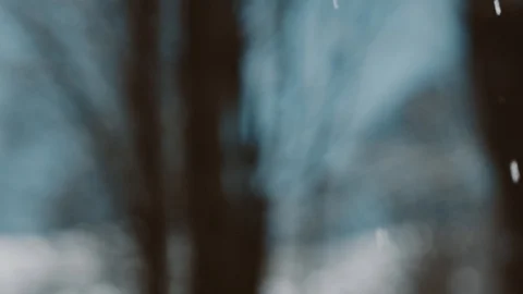 Snowflakes falling down in slow motion. Still tripod shot. Stock Footage 94061621