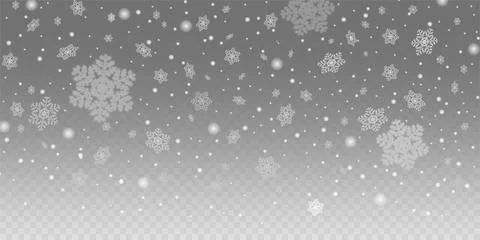 Snowflakes falling down  transparent background Stock Illustration