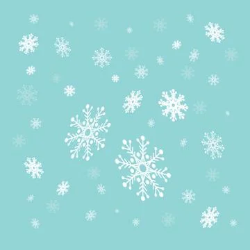 Snowflakes Falling Light Blue Background Scene Graphic Design Stock Illustration