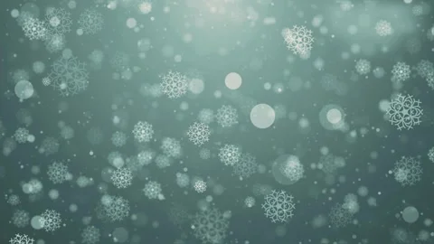 Snowflakes falling over green background with particles winter animation Stock Footage 327593331