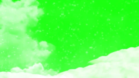 Snowflakes falling over soft white clouds against a vibrant green screen 스톡 동영상 343842377