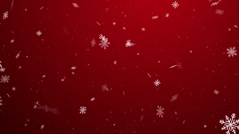 Snowflakes falling on red wall. Confetti snowflakes and bokeh lights on red.. 스톡 동영상 297012612