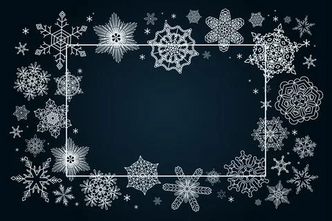 Snowflakes, falling snow frame, background Stock Illustration