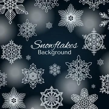Snowflakes, falling snow frame, background Stock Illustration