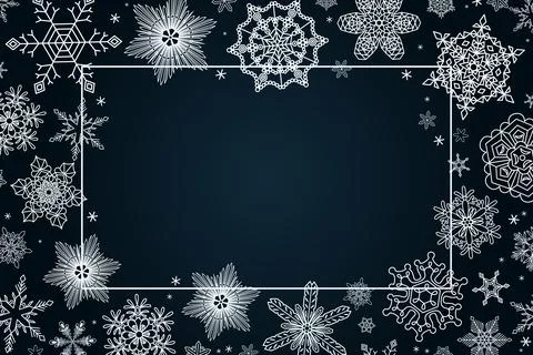 Snowflakes, falling snow frame, background Stock Illustration