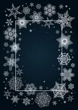Snowflakes, falling snow frame, background Stock Illustration