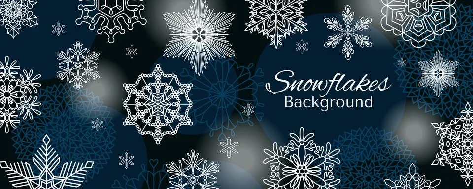 Snowflakes, falling snow frame, background Stock Illustration