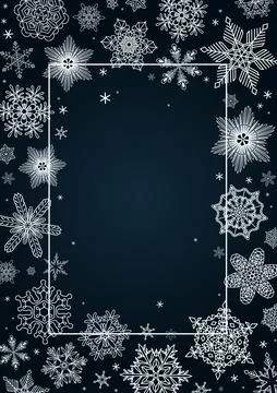 Snowflakes, falling snow frame, background Stock Illustration