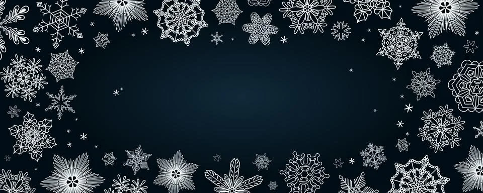 Snowflakes, falling snow frame, background Stock Illustration