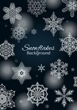 Snowflakes, falling snow frame, background Stock Illustration
