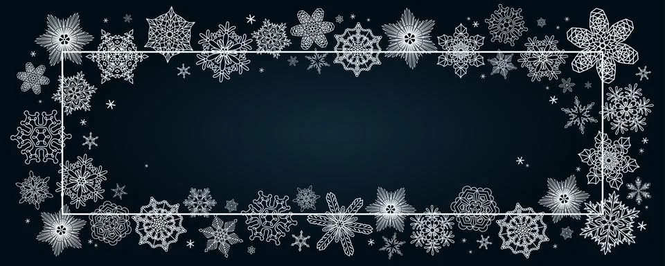 Snowflakes, falling snow frame, background Stock Illustration